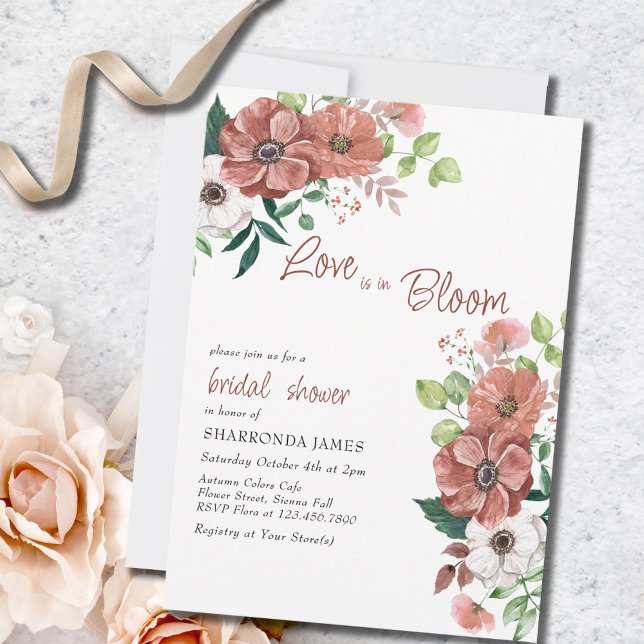 Invitation L'amour est dans la Fête des mariées Fleurs d'auto (Créateur téléchargé)