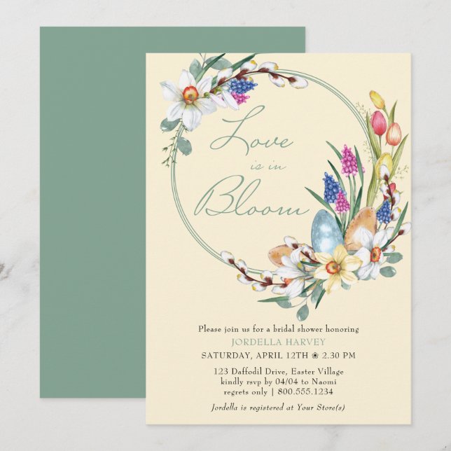 Invitation L'amour est dans la Fête des mariées Fleurs de Pri (Devant / Derrière)
