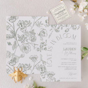 Invitation L'Amour Est Dans La Fête des mariées Florale Verte