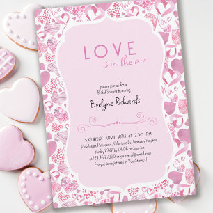 Invitation L'amour est dans l'Air Pink Love Heart Fête des ma