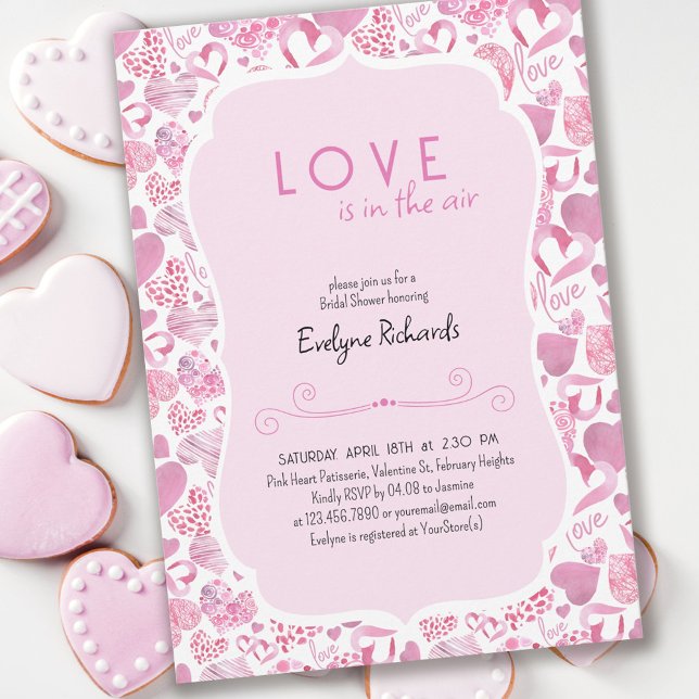 Invitation L'amour est dans l'Air Pink Love Heart Fête des ma (Créateur téléchargé)
