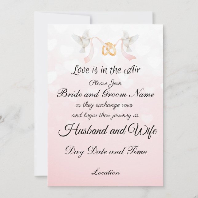 Invitation L'amour est dans le Mariage aérien (Devant)