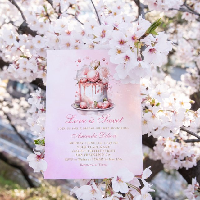 Invitation L'amour est douce aquarelle Fête des mariées de gâ (Créateur téléchargé)