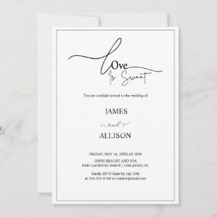 Invitation L'amour est doux Élégant Minimaliste Simple Mariag