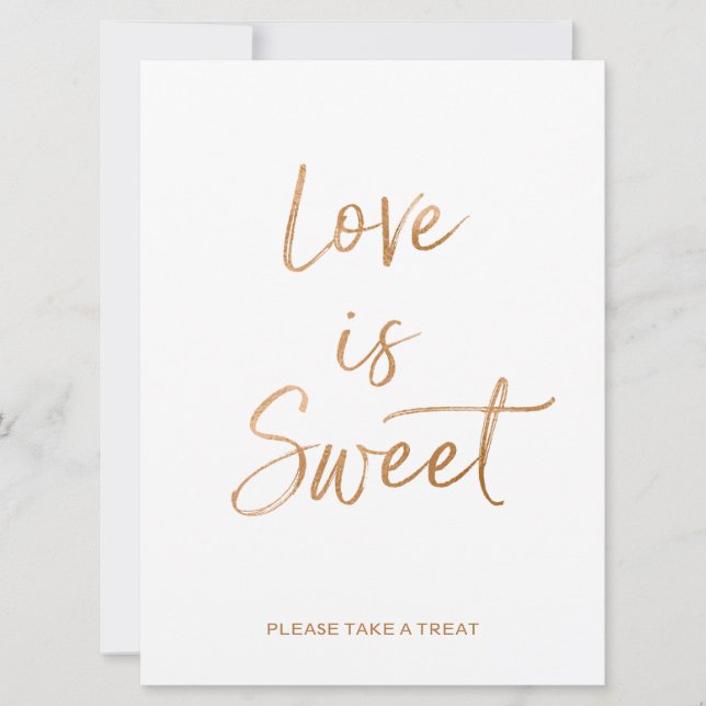 Invitation L'amour est doux Signe | Lettre de rose dorée de s (Devant)