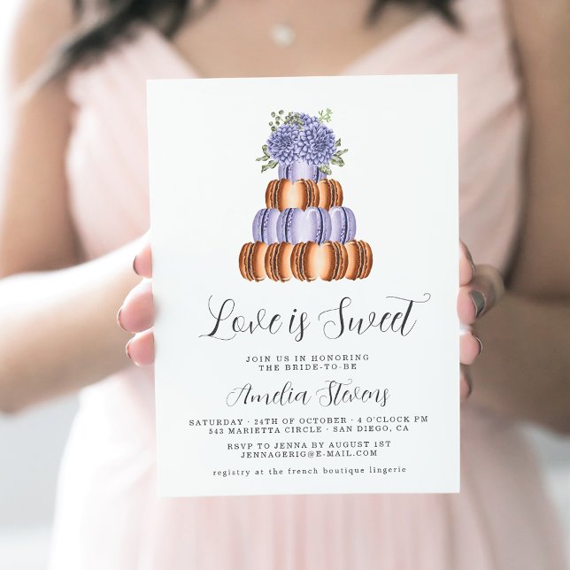 Invitation L'amour est doux (tour Macaron) | FÊTE DES MARIÉES (Créateur téléchargé)