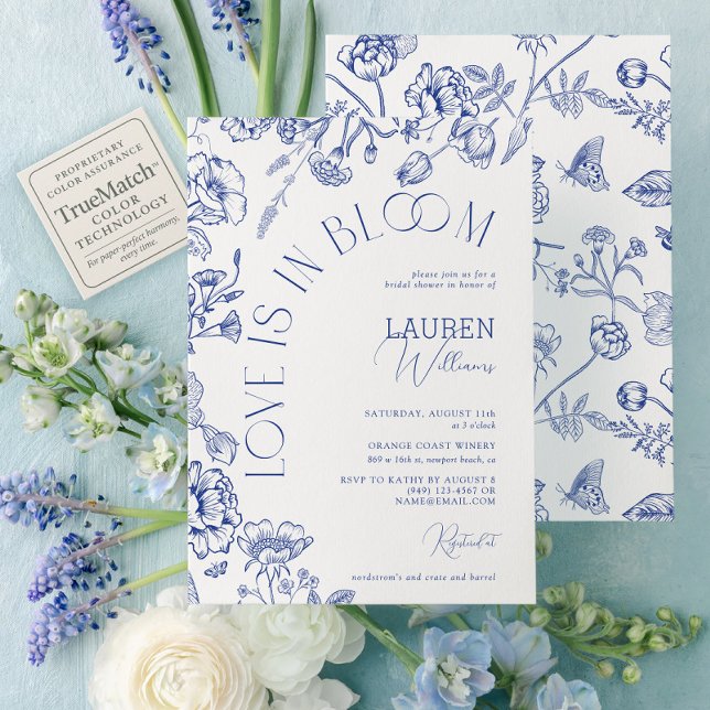Invitation L'Amour Est En Fête des mariées Florale Bleu Fleur (Créateur téléchargé)