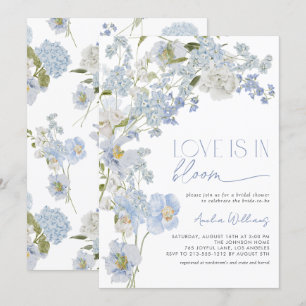 Invitation L'amour est en Fleur Dusty Blue Watercolor Floral