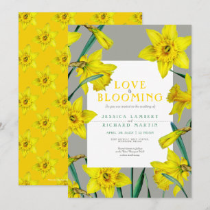 Invitation L'amour est en fleur mariage de jonquilles jaunes