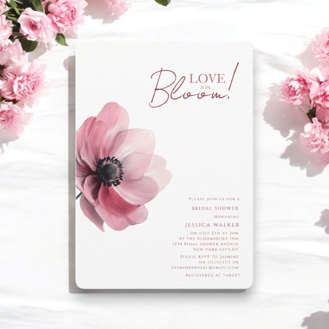 Invitation L'amour est en fleur une douche nuptiale fleurie m (love is in bloom wedding bridal shower invitation in a simple luxury minimalistic design )
