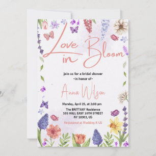 Invitation l'amour est en fleurs brunch et bulles baby shower