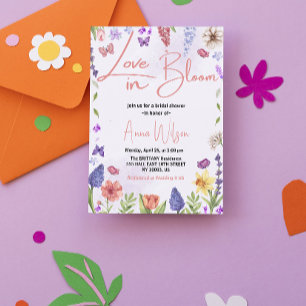 Invitation l'amour est en fleurs brunch et bulles baby shower