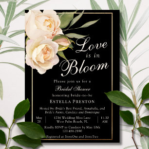 Invitation L'amour est en fleurs Roses blanches Fête de maria