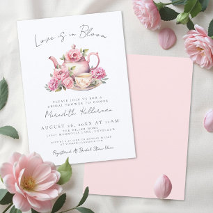 Invitation L'amour est en fleurs Salon de thé floral pour mar