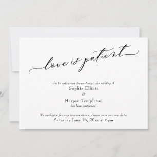 Invitation L'amour est le patient Elegant Postponed Mariage C