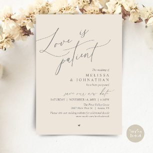 Invitation L'amour est patient, Annonce de report de mariage