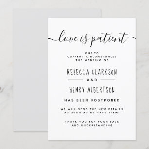 Invitation L'amour est patient écrit à la main Mariage report