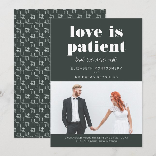 Invitation L'amour est patient nous ne sommes pas | FAIRE-PAR (Devant / Derrière)