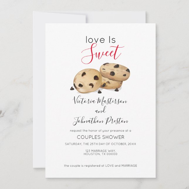 Invitation L'amour est sucré Cookie Couples Douche (Devant)