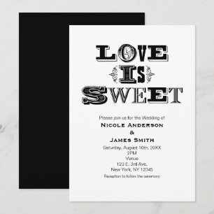 Invitation L'AMOUR EST SUCRE Vintage Moderne Mariage Invitati