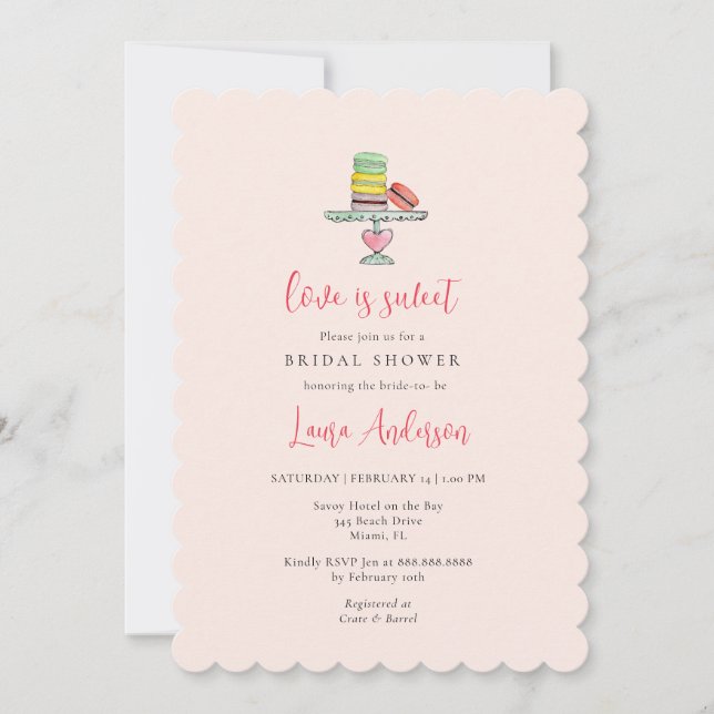 Invitation L'amour est une Fête des mariées Macaron douce (Devant)