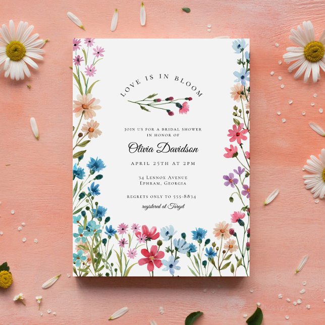 Invitation L'amour fleur sauvage est dans la Fête des mariées (Créateur téléchargé)