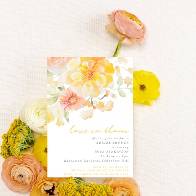 Invitation L'amour Jaune d'été dans la Fête des mariées Flora (Créateur téléchargé)