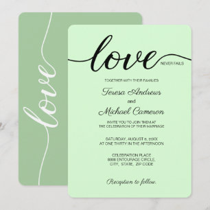 Invitation L'amour Mariage chrétien vert n'échoue jamais