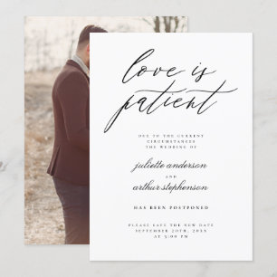 Invitation L'amour minimaliste est patient Report de mariage