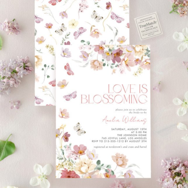 Invitation L'amour moderne est florissant Fête des mariées ro (Créateur téléchargé)