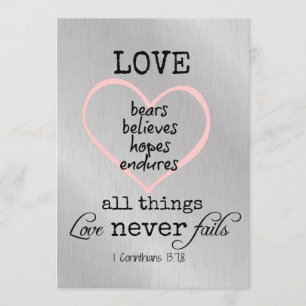 Invitation L'amour n'échoue jamais Bible Verse Mariage