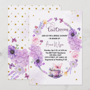 Invitation l'amour se prépare lilac Heart Floral shower de ma