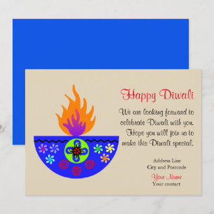 Invitation Lampe colorée Diwali Diya