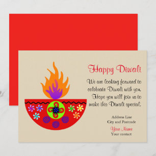 Invitation Lampe colorée Diwali Diya