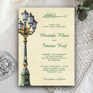 Invitation Lampe de Rue Antique Vintage Mariage Musulman Isla