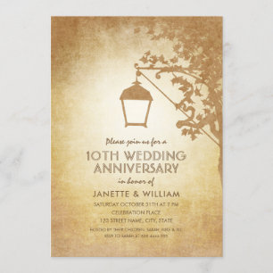 Invitation Lampe Vintage 10e Anniversaire de Mariage Rustique