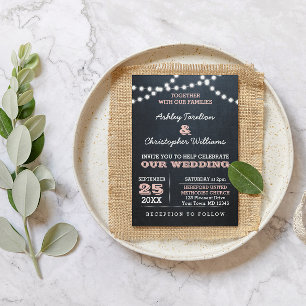 Invitation Lampes de tableau noir rose