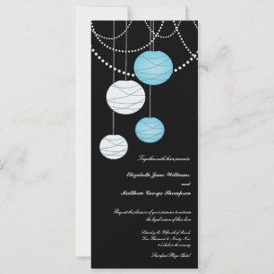 Invitation lampions bleus du long Aqua 4x9 épousant