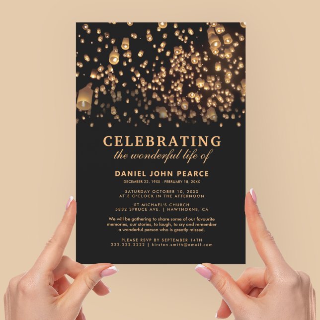 Invitation Lampions Chinois de Ciel pour Mémorial de Funérail (Créateur téléchargé)