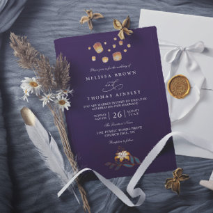 Invitation Lampions Élégants Enchevêtrés Mariage Moderne Chic