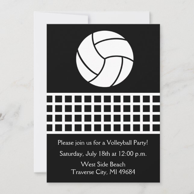 Invitation L'amusement d'anniversaire de partie de volleyball (Devant)