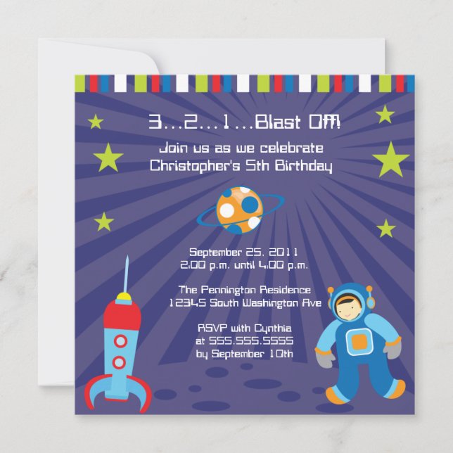 Invitation L'amusement soufflent l'invitation de fête (Devant)