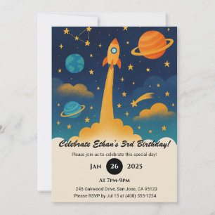 Invitation Lancement de fusées colorées dans l'espace extra-a