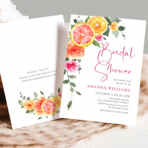 Invitation Lancement de mariage Fleur Orange Rose Clair Aquar