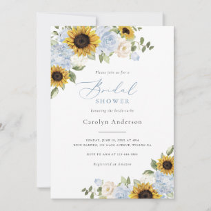 Invitation Lancement de mariage rustique floral bleu poussiér