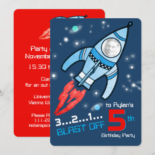 Invitation lancers de fusées spatiales 5e anniversaire invita