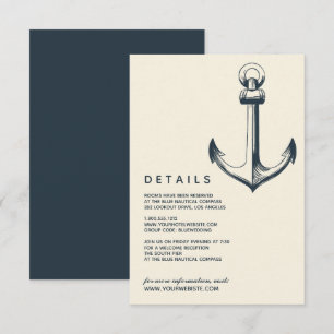 Invitation L'Ancre bleue   Détails de l'invité Mariage