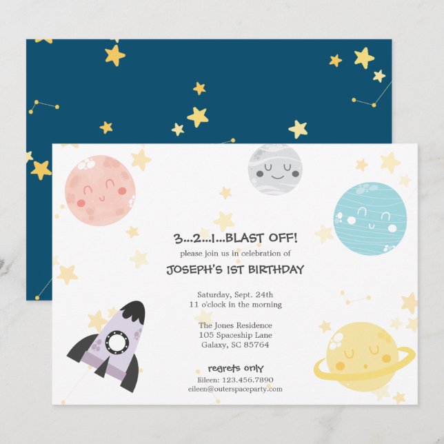 Invitation L'anniversaire de Kawaii de l'enfant mignon (Devant / Derrière)