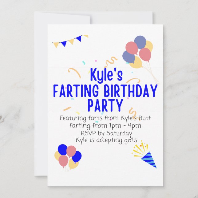 Invitation L'anniversaire de Kyle qui péte (Devant)