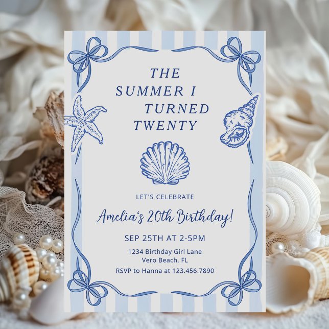 Invitation L'anniversaire de la mer à vingt ans (Créateur téléchargé)